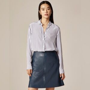J. Crew Jules Classic-Fit Shirt in Striped Crepe De Chine Purple White Size 6